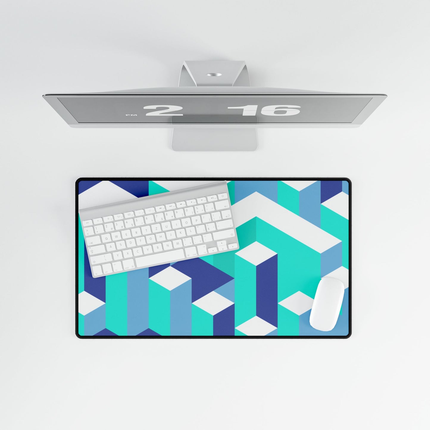Isometric Blue Desk Mat