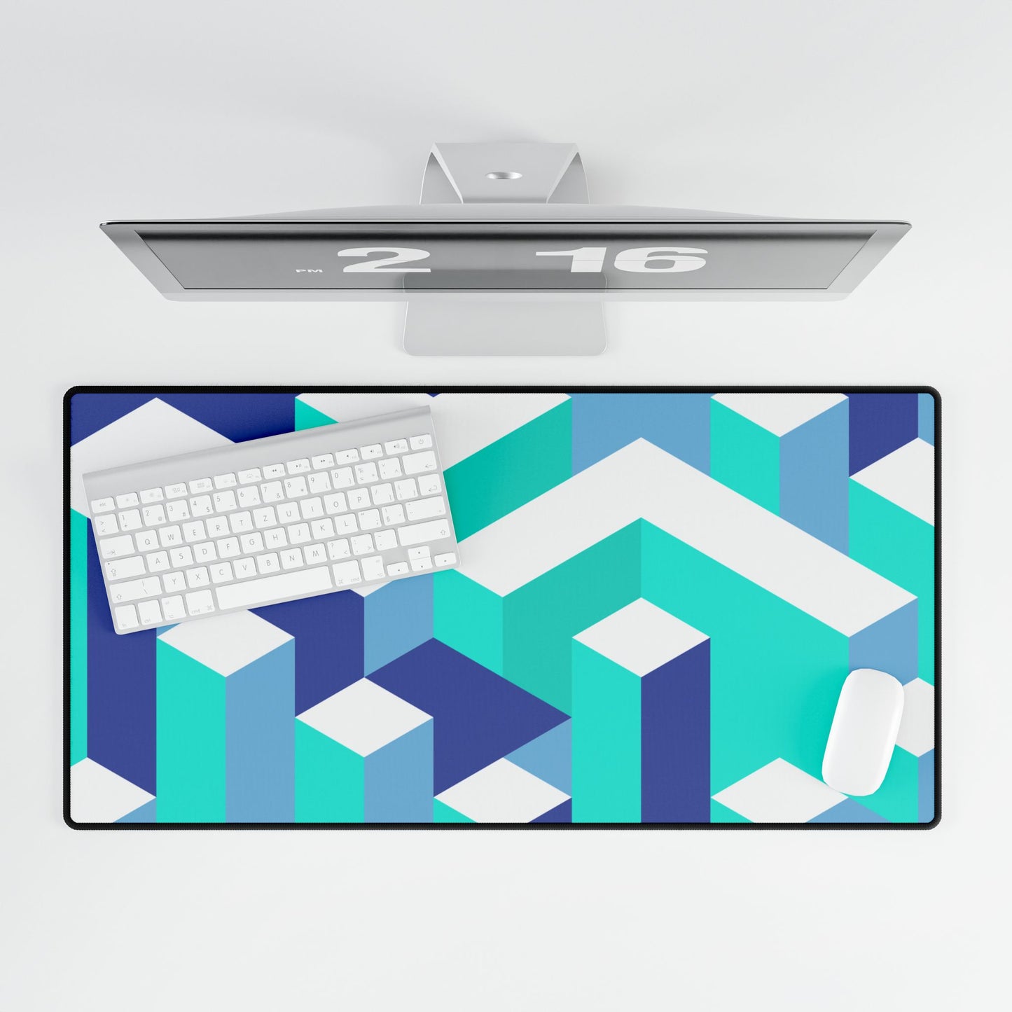 Isometric Blue Desk Mat